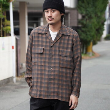 �y26SS�z YOKE(���[�N)/ Jacqard Plaid Open Collar Shirt -ORANGE,GRAY- #YK26SS01197SH