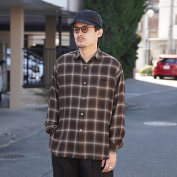 �y26SS�zssstein(�V���^�C��) / LY/VIS CHECK OVERSIZED LS SHIRT -BROWN OMBRE- #ST1461