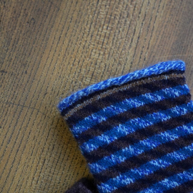 hikaru noguchi(qJ mO`) DIAGONAL MOSAIC STRIPE OPEN MITTENS #DIAGONAL(10)