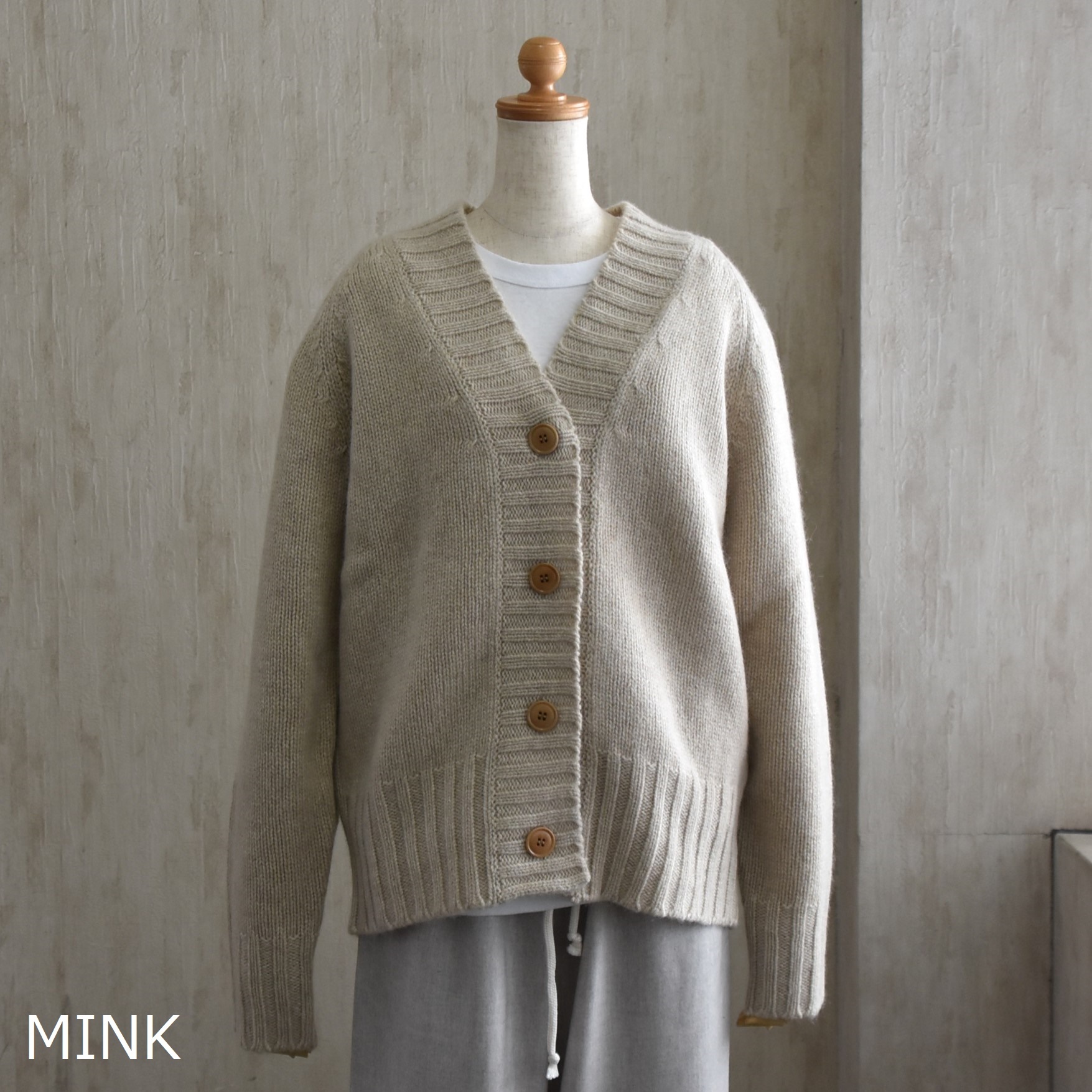 eleven 2nd (CuZJh) YAK LAMSWOOL CHUNKY V-NECK CARDIGAN #E2W-1093(10)