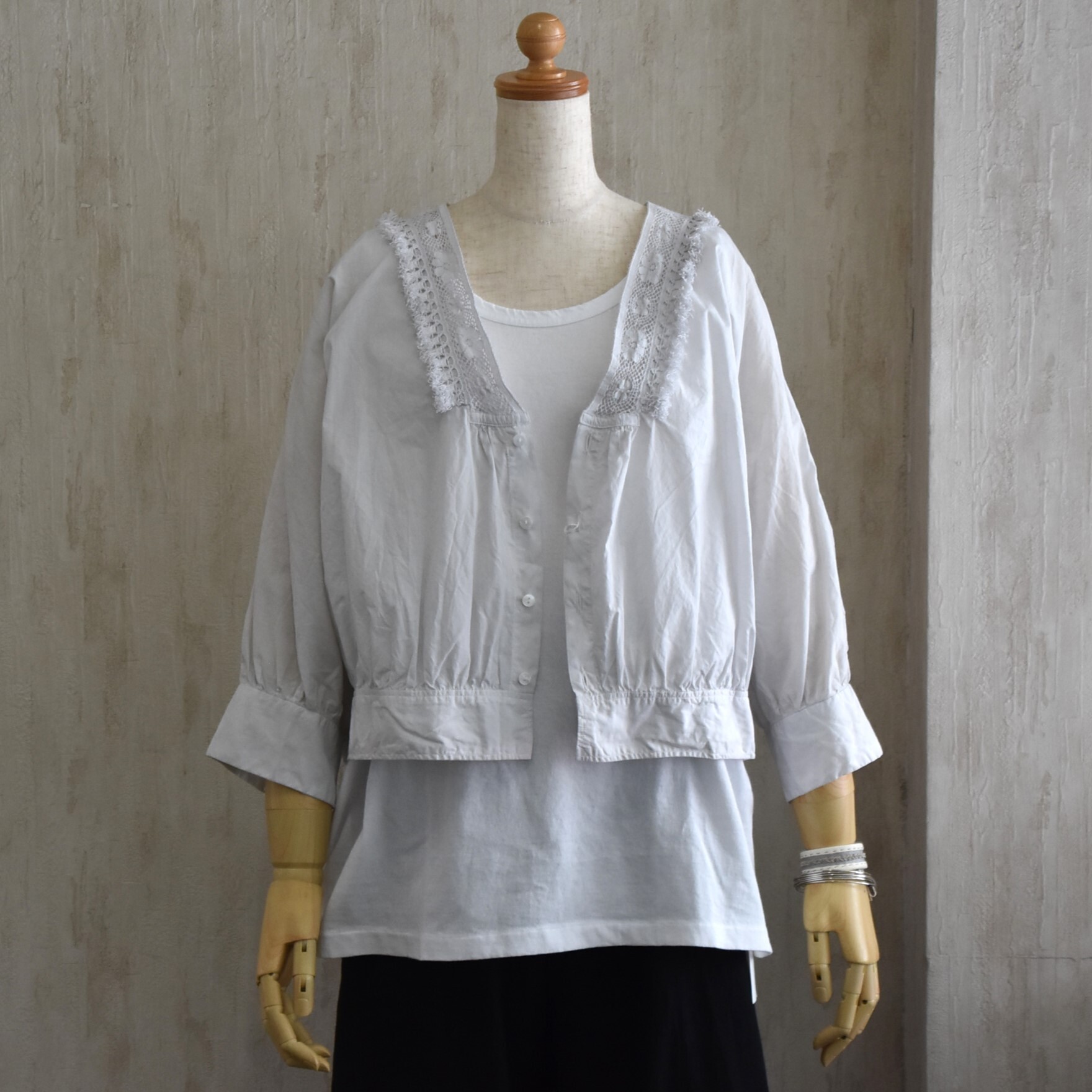TOUJOURS(�g�D�W���[) / Natural Garment Dyed Fringe Lace Borelo Shirt #YM44VS04-AA(11)