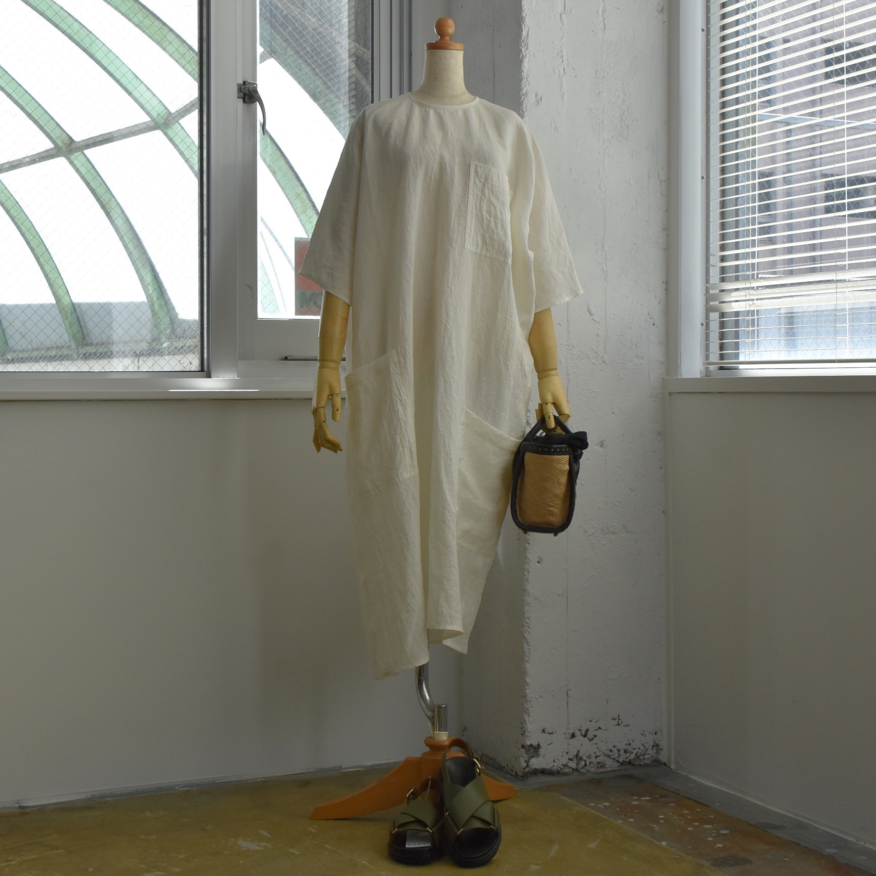 【40% off sale】SOFIE D'HOORE(ソフィードール) / DENVER Short slv c-neck dress W patched pockets【3色展開】 #DENVER-AA(13)