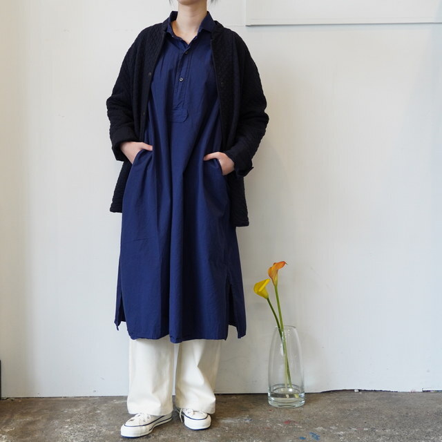ARMEN(�A�[����) / 40s POPLIN OVER DYE WORK GATHERED SHIRT DRESS#INAM2555PD(13)