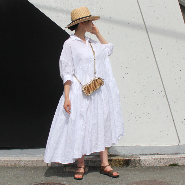 TOUJOURS(トゥジュー) / half sleeve tiered shirt onepiece #TM36JD04／acoustics  Lady's