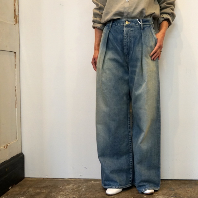 Graphpaper(グラフペーパー) Selvage Denim Two Tuck Wide Pants_GL231-40108LB(1)