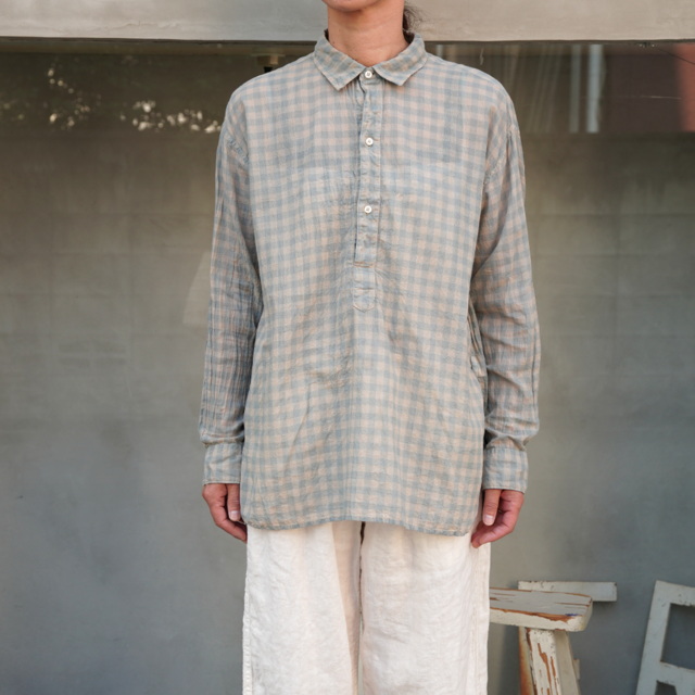 【30%OFF】ARMEN(アーメン) COTTON VOILE GINGHAM CHECK UTILITY PULLOVER SHIRT#INAM1701CD(1)