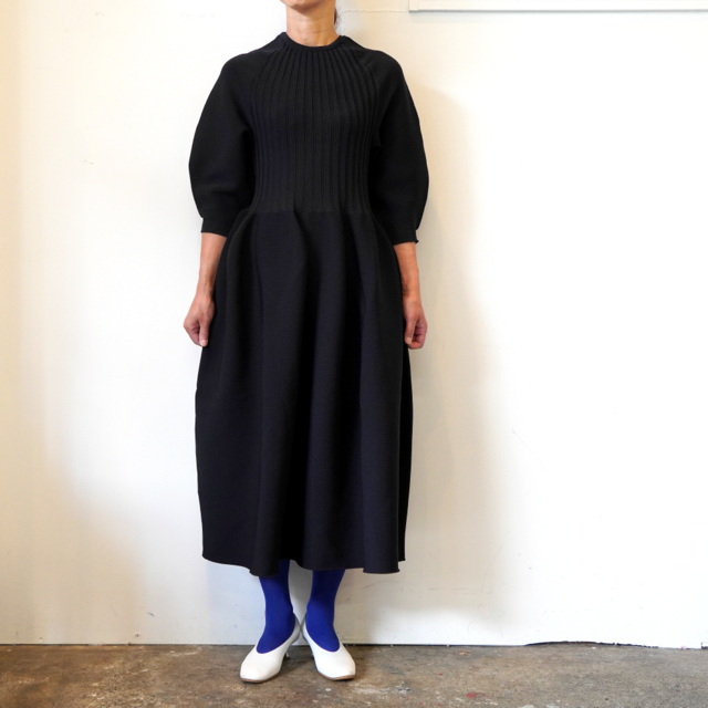 CFCL pottery long sleeve dress navy洗濯機洗い