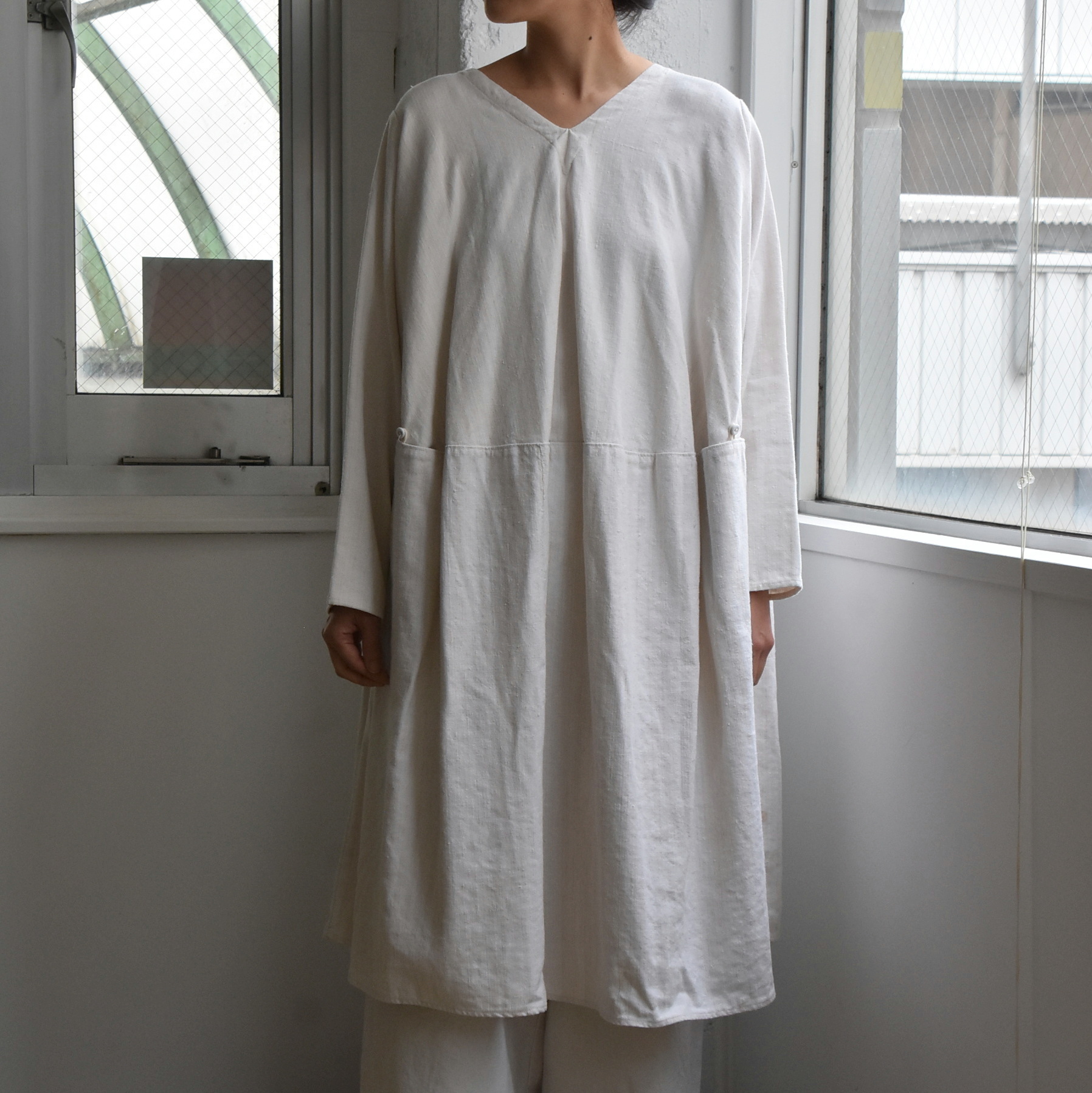 Whiteread (zCg[h) / WHITE LINEN DRESS No.1 #DRESS01-AA(1)