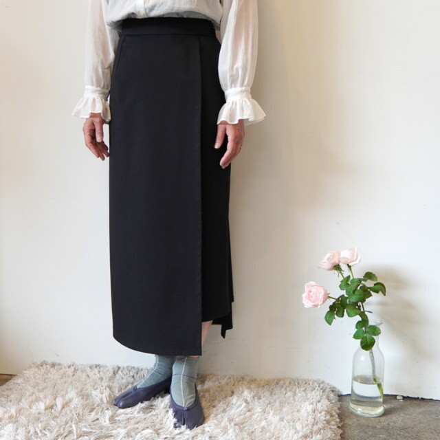 Graphpaper(Oty[p[) COMPACT PONTE WRAP SKIRT #GL243-40180B(1)