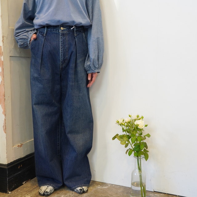 Graphpaper(Oty[p[)Selvage Denim Two Tuck Wide Pants-DARK FADE-#GL243-40189DB(1)