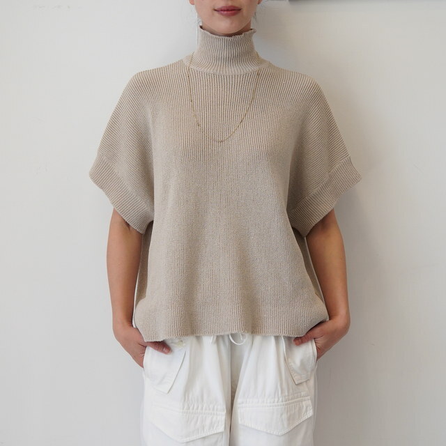 Graphpaper(Oty[p[)Linen Solotex S/S Mock Neck Knit#GL251-80060(1)