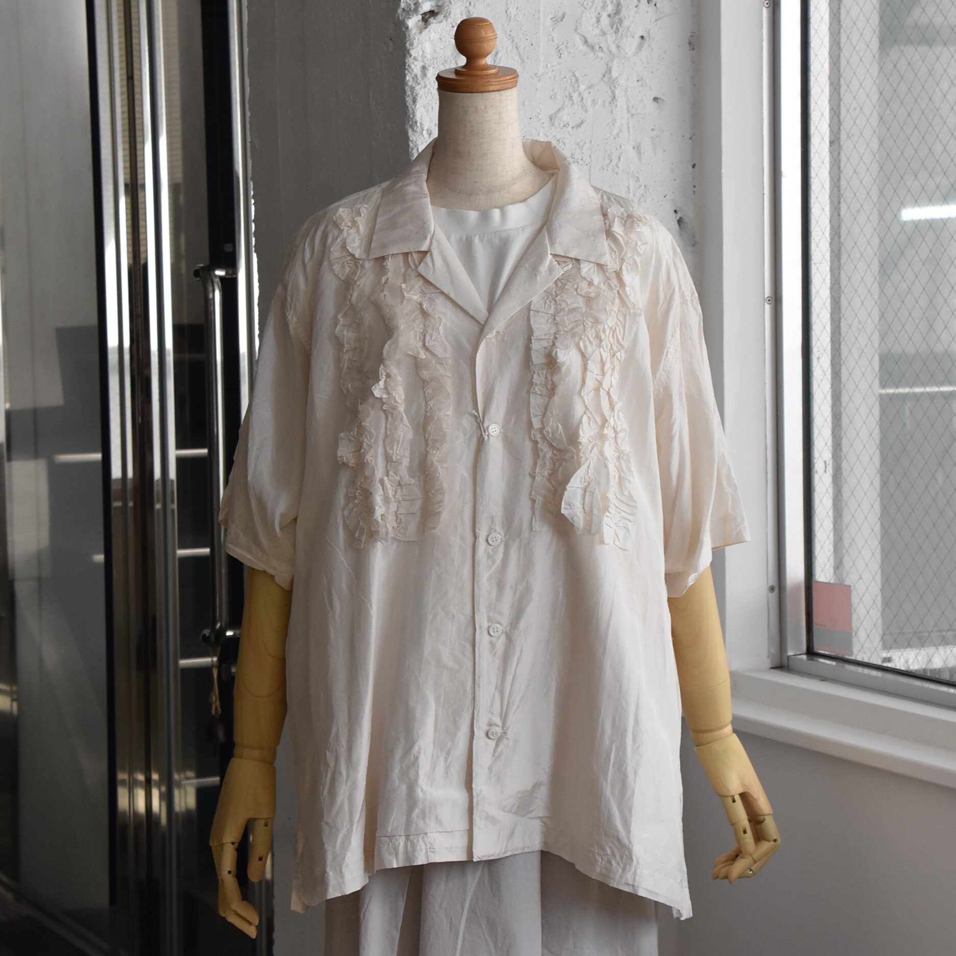 TOUJOURS(gDW[) / Open Collar Short Sleeve Frill Shirt #MM42GS01-AA(1)