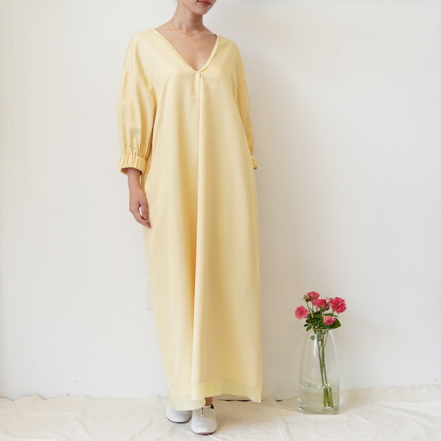 humoresque([XN) puff sleeve V neck dress #NA2101(1)