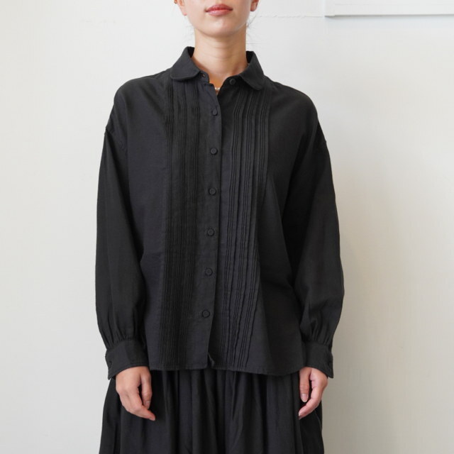 maison de soil(]h\C) ROUND COLLAR SHIRT WITH RANDOM PINTUCK#INMDS24703W(1)