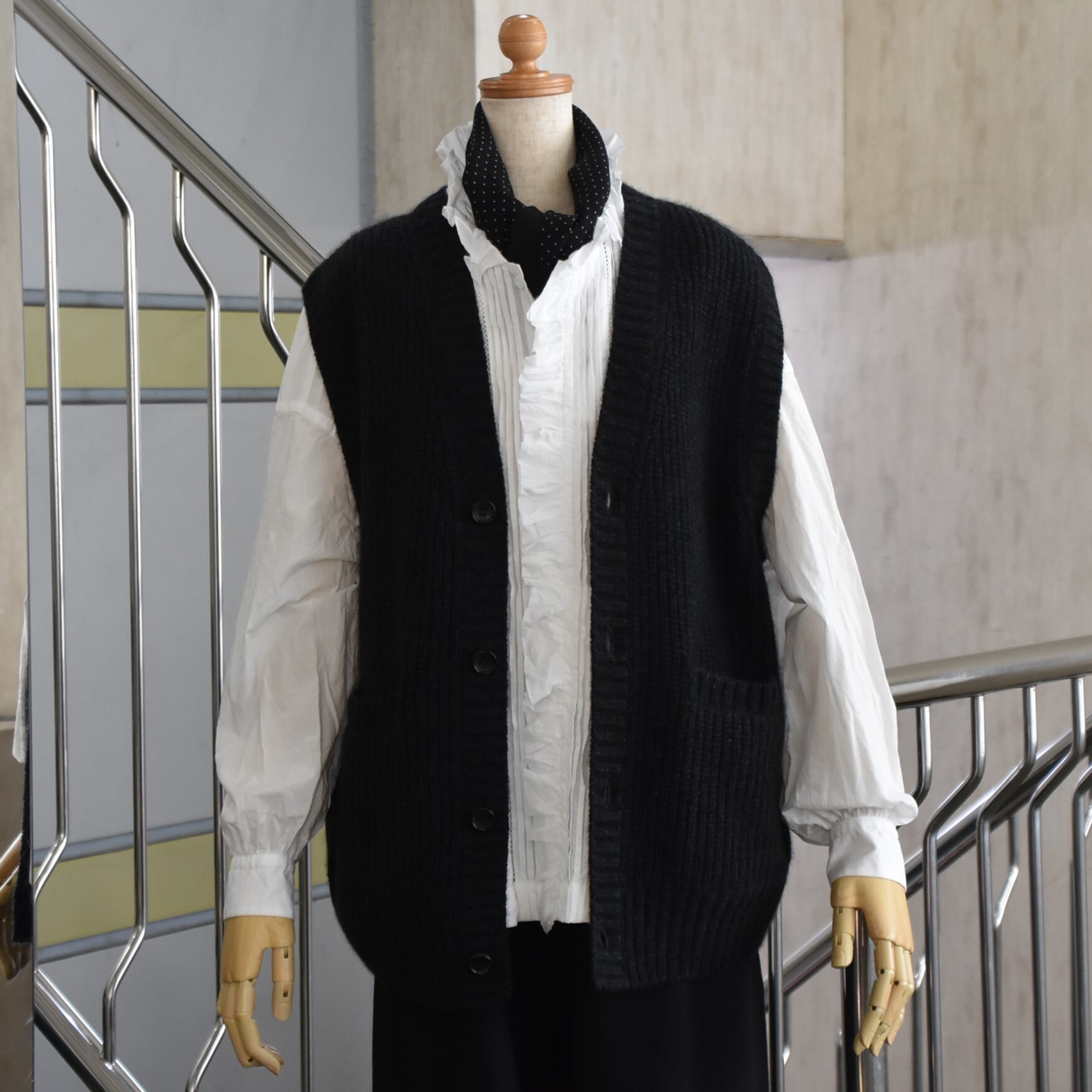 TOUJOURS(gDW[) / Rib Stitch Cardigan Vest #VM43XK02-AA(1)