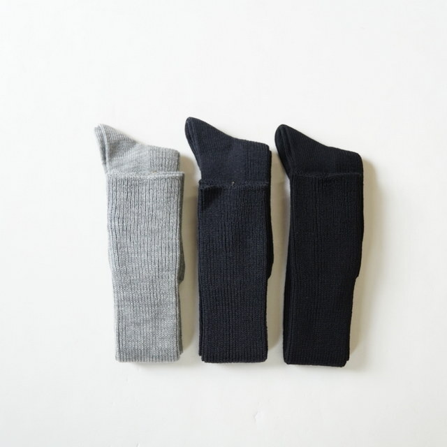 eleven 2nd (CuZJh) Washable Wool Fine Rib Socks #E2A-0055(1)