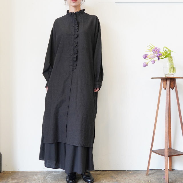 maison de soil(]h\C) / FRILL COLLAR LONG SHIRT #INMDS25753(1)