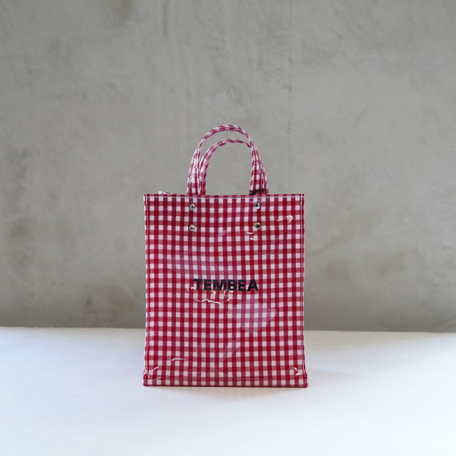 TEMBEA(exA) PAPER TOTE SMALL #TMB-2286H-GINGHAMRED(1)