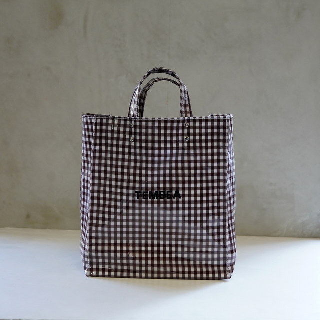 TEMBEA(exA) PAPER TOTE MEDIUM #TMB-2285H-GINGHAM BROWN(1)
