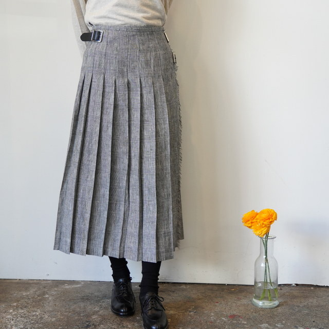 ONEIL OF DUBLIN(�I�j�[�� �I�u �_�u����) LOW WAIST PLEATS WRAP SKIRT LENGTH 80cm #NOD0901(1)