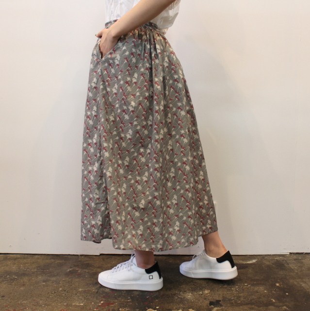 TOUJOURS(トゥジュー)  Random Pleated Maxi Skirt  -Silky Cotton Floral Print Cloth- #TM36OK04(2)