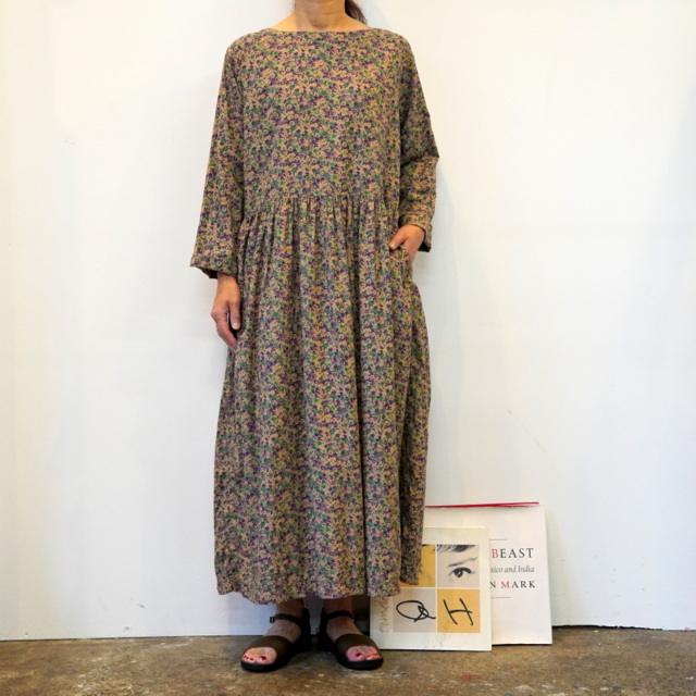 30%OFF】ARMEN(アーメン)COTTON SMALL FLOWER PRINT BOAT NECK L/SL