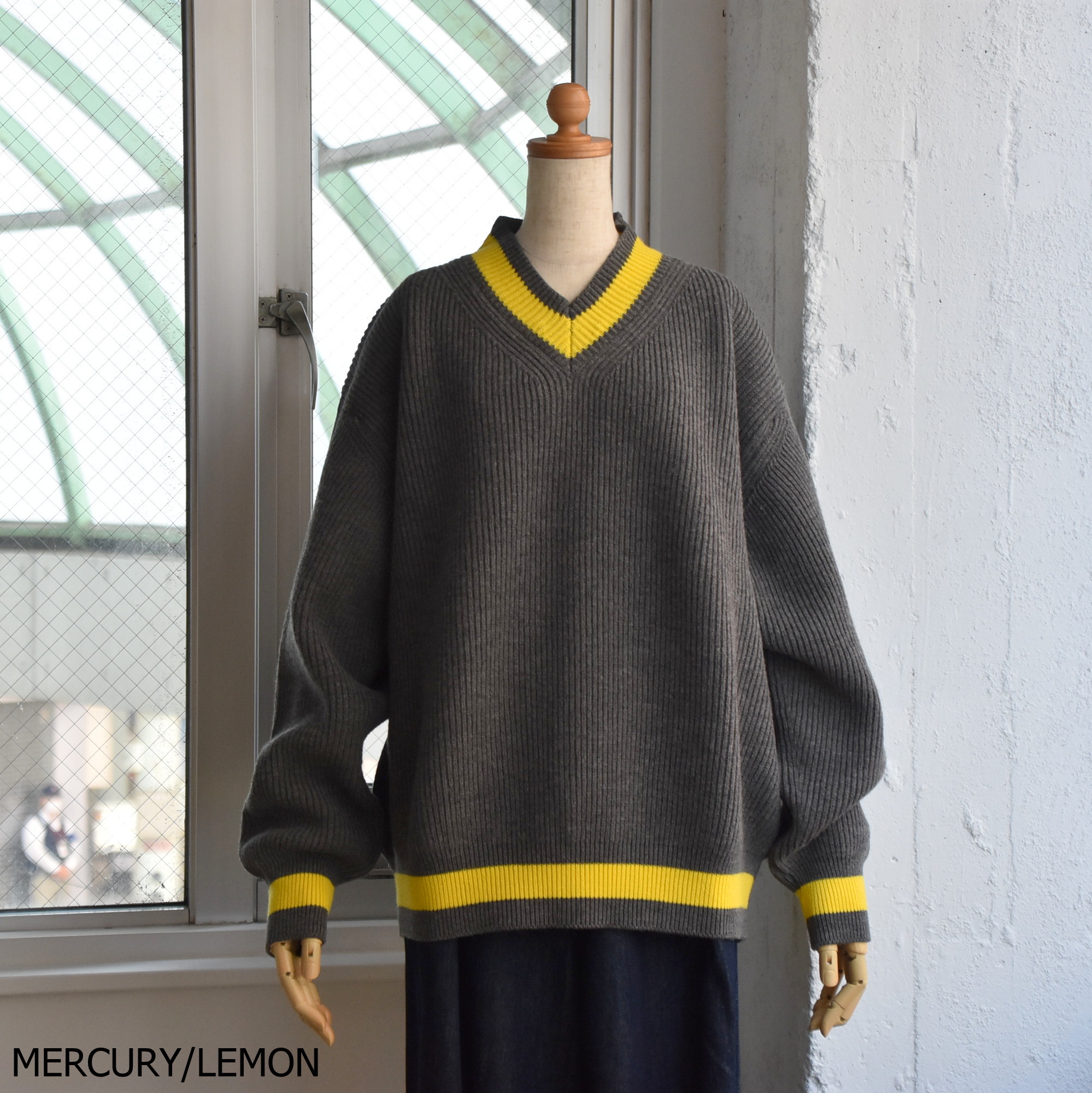 SOFIE D'HOORE(ソフィードール) / 3ply V-neck contrast color sweater【2色展開】(2)