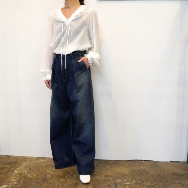 Graphpaper(グラフペーパー)SALVAGE DENIM TWO TUCK WIDE PANTS #GL241-40189DB(2)
