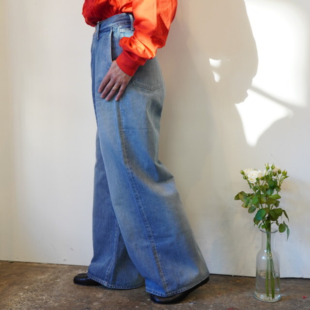 Graphpaper(Oty[p[)Selvage Denim Two Tuck Wide Pants-LIGHT FADE-#GL243-40189LB(2)