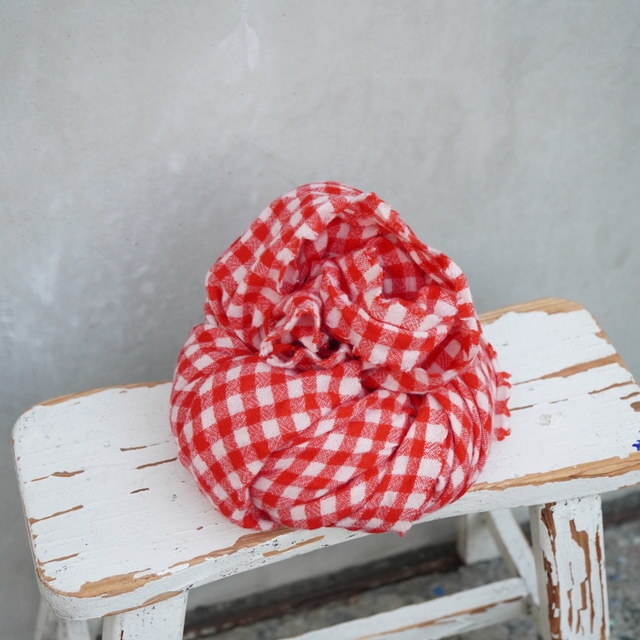 DANIELA GREGIS(_jG OWX) scialle shawl lavato(RED CHECK)#SCI1WK42(2)