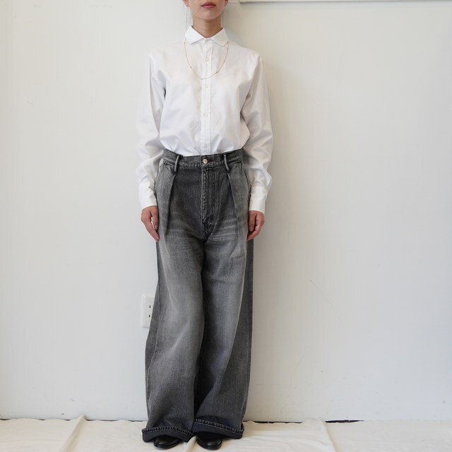 Graphpaper(Oty[p[)Selvage Denim Two Tuck Wide Pants-DARK FADE-#GL253-40062DB(2)