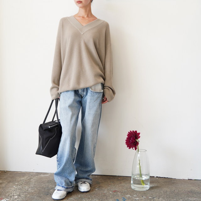 Graphpaper(Oty[p[) MERCERIZED FINE WOOL VNECK #GL253-80466(2)