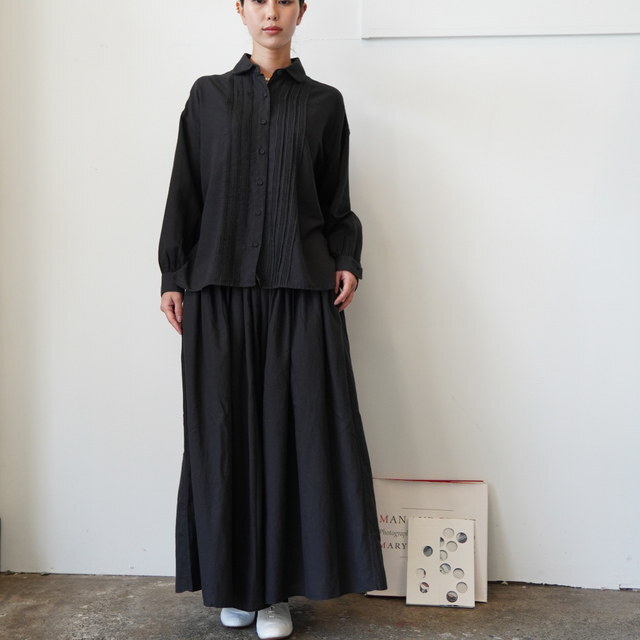 maison de soil(]h\C) ROUND COLLAR SHIRT WITH RANDOM PINTUCK#INMDS24703W(2)