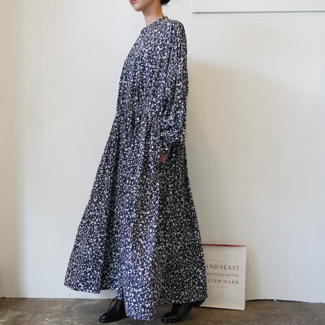 TOUJOURS(gDW[) / FLOWER PRINT COTTON STRETCH CLOTH Classic Gathered Dress #YM43FD03(2)