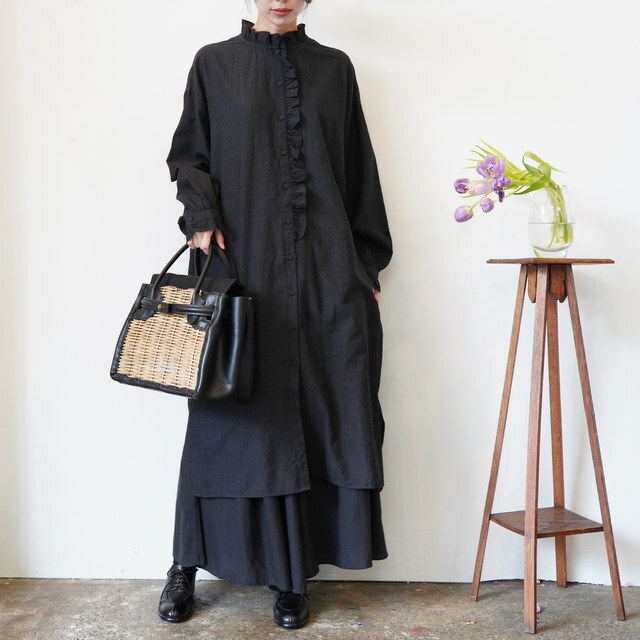 maison de soil(]h\C) / FRILL COLLAR LONG SHIRT #INMDS25753(2)