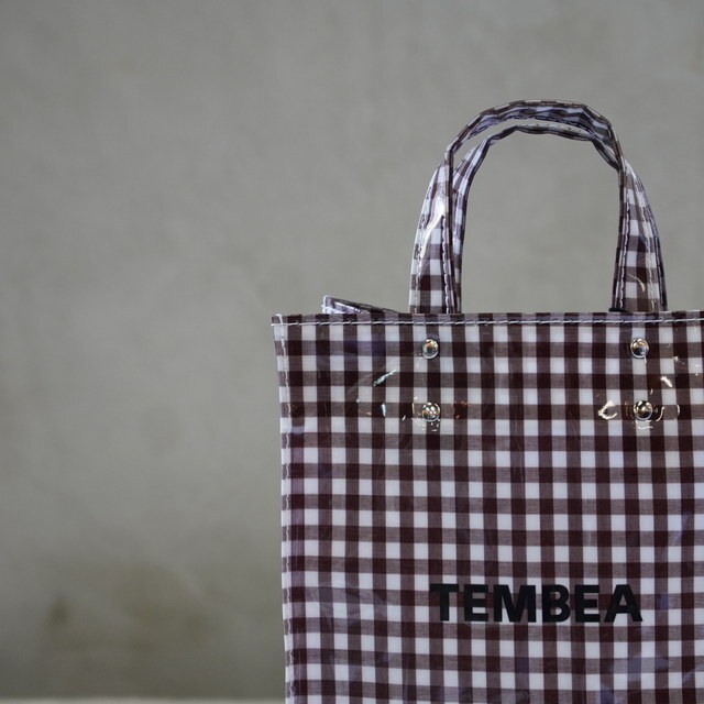 TEMBEA(exA) PAPER TOTE SMALL #TMB-2286H-GINGHAMBROWN(2)
