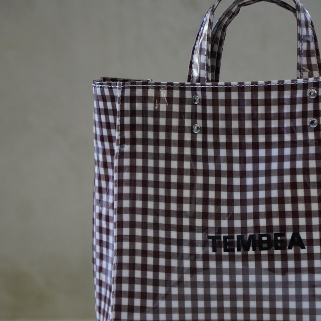TEMBEA(exA) PAPER TOTE MEDIUM #TMB-2285H-GINGHAM BROWN(2)