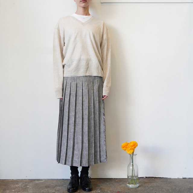 ONEIL OF DUBLIN(�I�j�[�� �I�u �_�u����) LOW WAIST PLEATS WRAP SKIRT LENGTH 80cm #NOD0901(2)