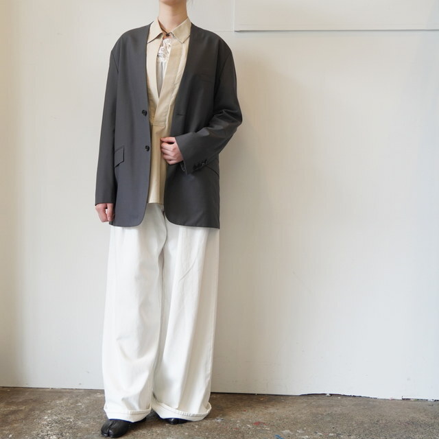 BOWTE(�o�E�g) EXTRA FINE WORSTED TOROPICAL COLLARLESS TAILORD JACKET #261-06-0005(2)