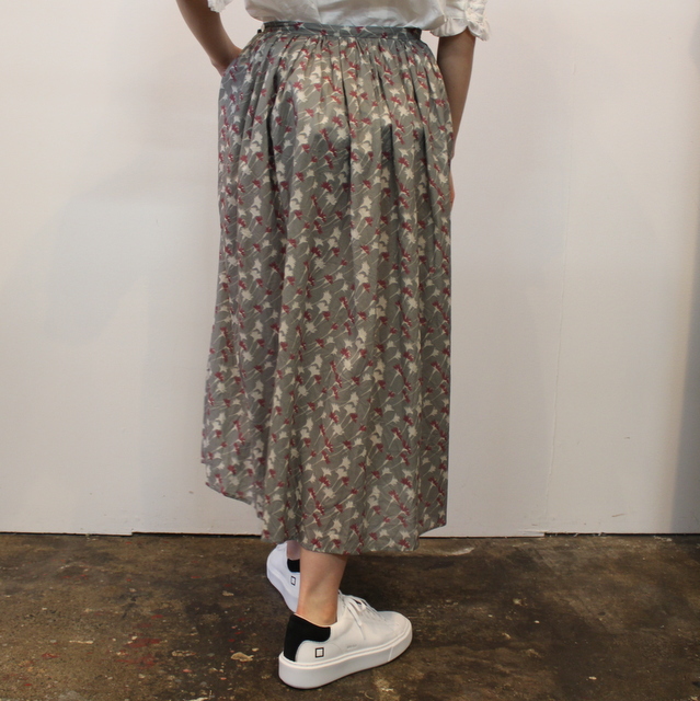 【22ss】TOUJOURS(トゥジュー)  Random Pleated Maxi Skirt  -Silky Cotton Floral Print Cloth- #TM36OK04(3)