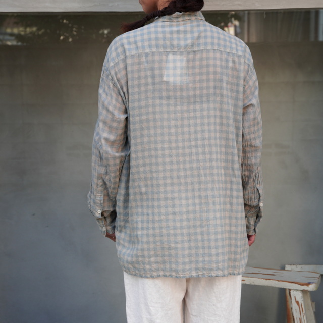 【30%OFF】ARMEN(アーメン) COTTON VOILE GINGHAM CHECK UTILITY PULLOVER SHIRT#INAM1701CD(3)
