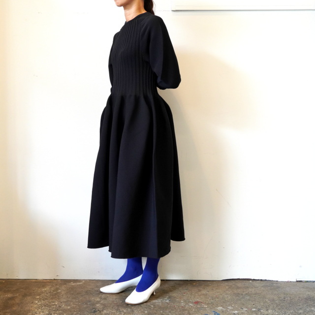 CFCL pottery long sleeve dress navy洗濯機洗い