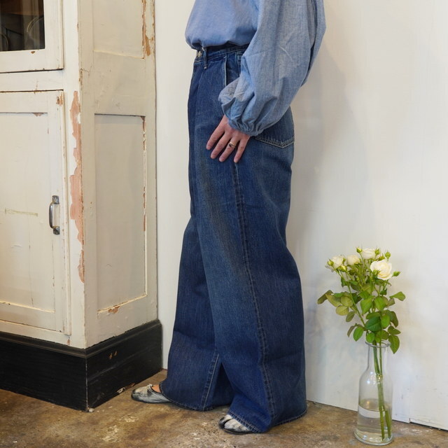 Graphpaper(Oty[p[)Selvage Denim Two Tuck Wide Pants-DARK FADE-#GL243-40189DB(3)