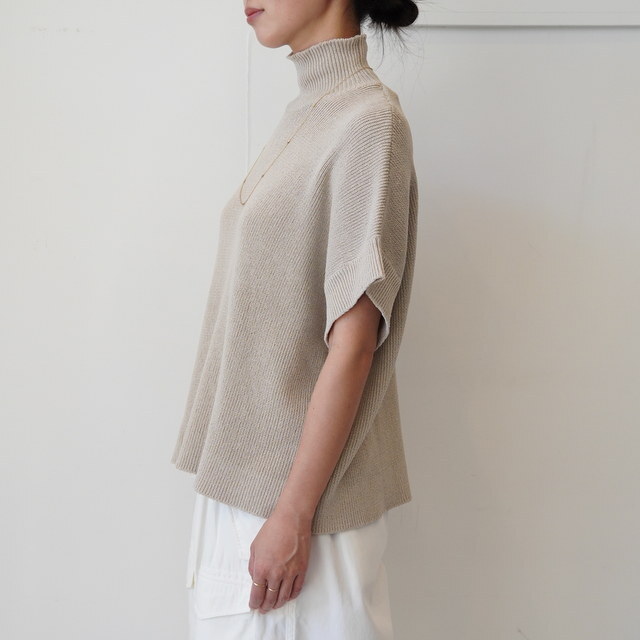 Graphpaper(Oty[p[)Linen Solotex S/S Mock Neck Knit#GL251-80060(3)