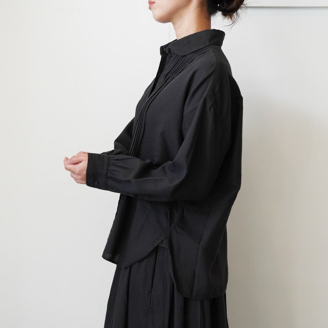 maison de soil(]h\C) ROUND COLLAR SHIRT WITH RANDOM PINTUCK#INMDS24703W(3)
