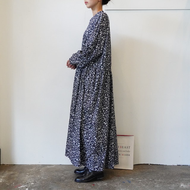 TOUJOURS(gDW[) / FLOWER PRINT COTTON STRETCH CLOTH Classic Gathered Dress #YM43FD03(3)