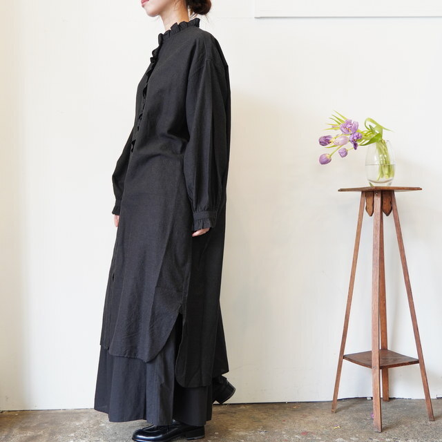 maison de soil(]h\C) / FRILL COLLAR LONG SHIRT #INMDS25753(3)