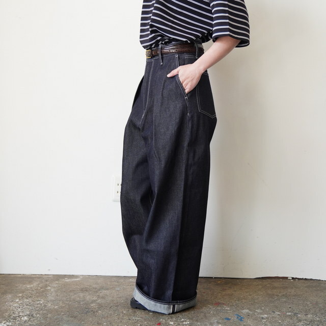 Graphpaper(�O���t�y�[�p�[)Selvage Denim Two Tuck Wide Pants-Indigo RIGID-#GL261-40062RB(3)