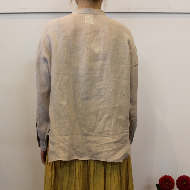 maison de soil(メゾンドソイル) 80’s POWER LOOM LINEN WITH EMB BANDED COLLAR EMB SHIRT #NMDS20023(4)
