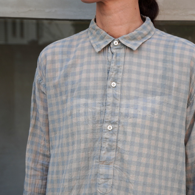 【30%OFF】ARMEN(アーメン) COTTON VOILE GINGHAM CHECK UTILITY PULLOVER SHIRT#INAM1701CD(4)